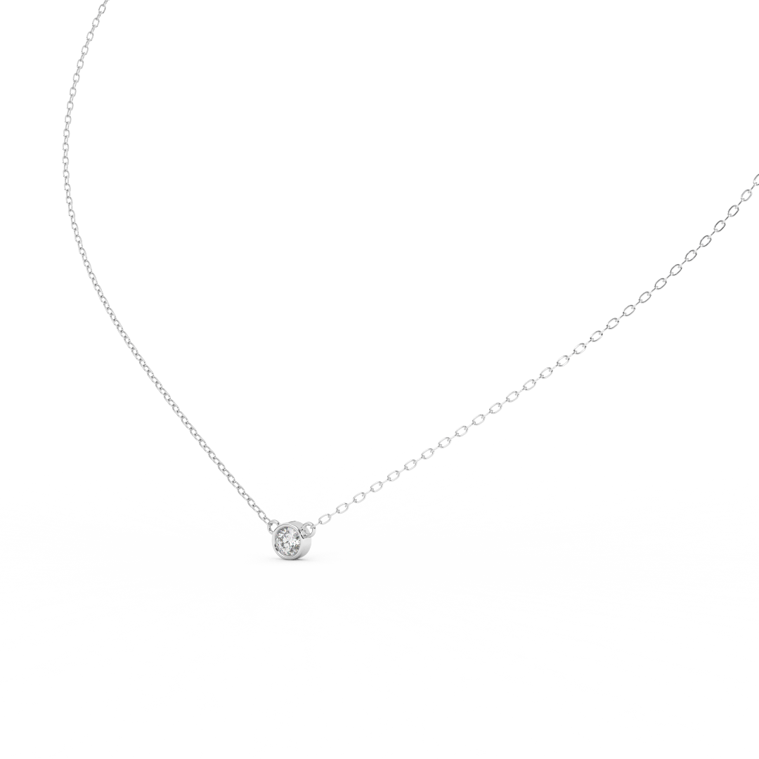 0.17 Ct. Round Cut Natural Diamond Bezel Set - Solitaire Pendant Necklace for Women | Crafted in 14K Rose, White & Yellow Gold | Perfect Gift For Her - Fehu Jewels