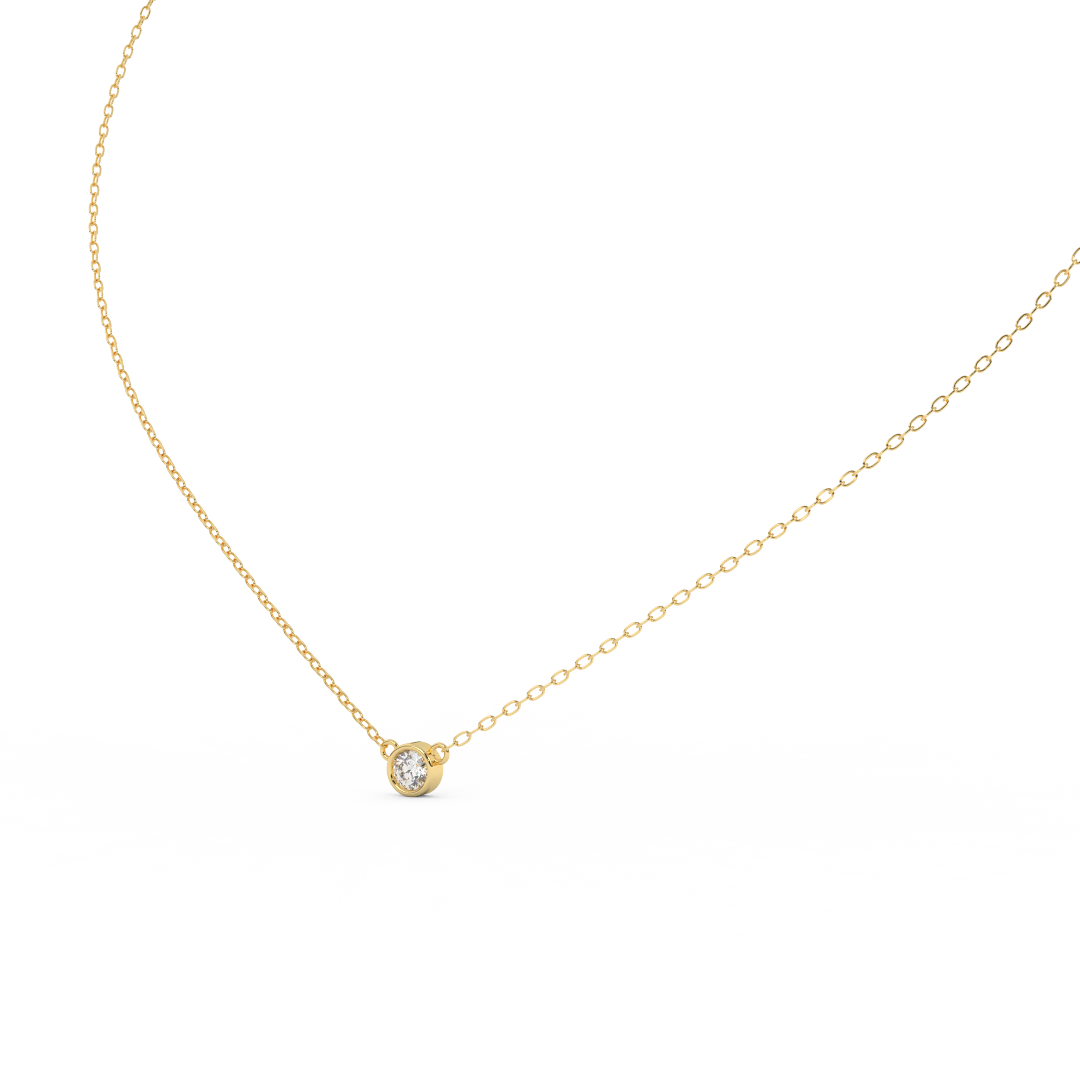 0.17 Ct. Round Cut Natural Diamond Bezel Set - Solitaire Pendant Necklace for Women | Crafted in 14K Rose, White & Yellow Gold | Perfect Gift For Her - Fehu Jewels