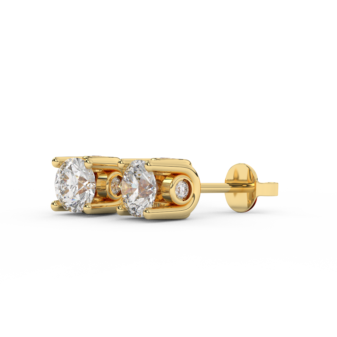 1 3/8 Cttw Round Cut Certified Natural Diamond Designer Stud Earrings | 14kt Gold - Fehu Jewels