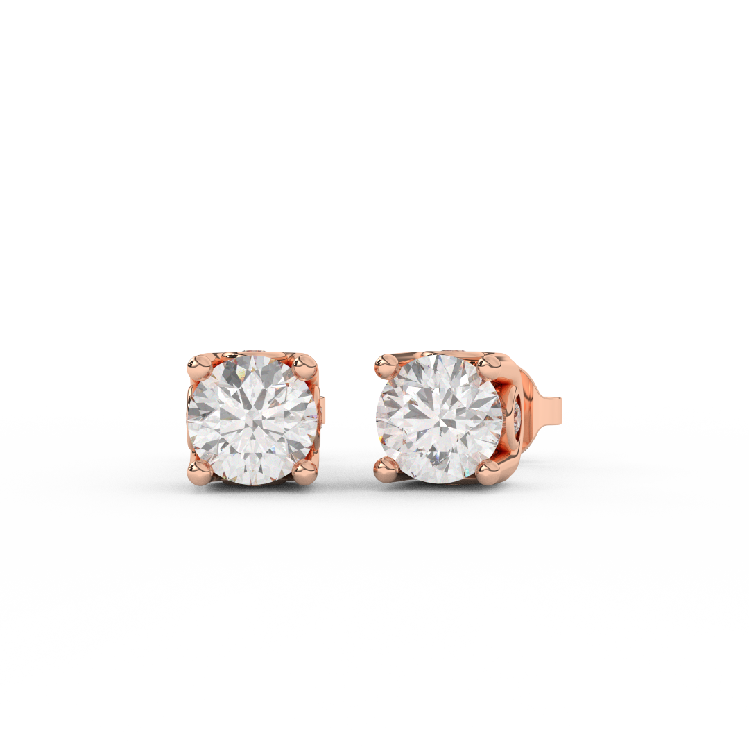 1 3/8 Cttw Round Cut Certified Natural Diamond Designer Stud Earrings | 14kt Gold - Fehu Jewels
