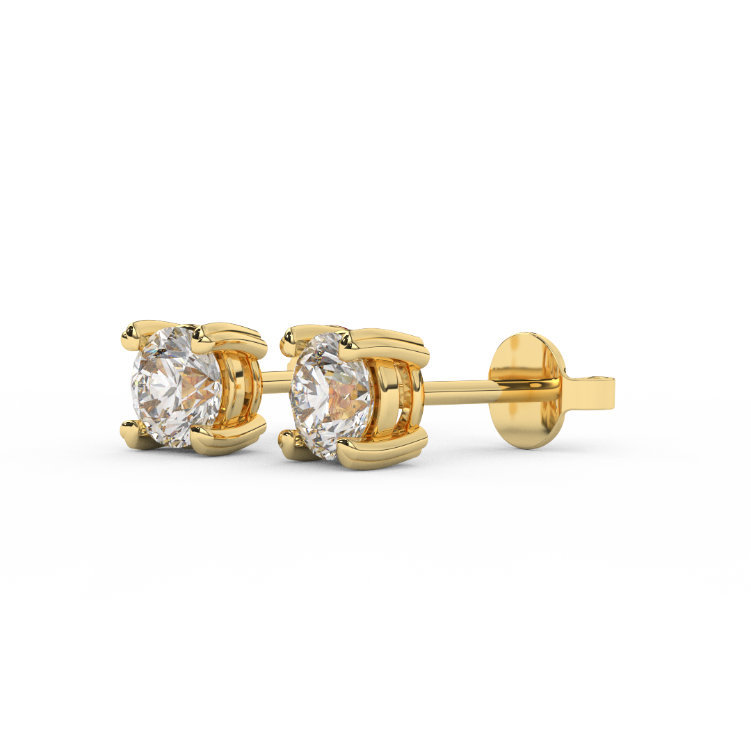 1.00 Carat Certified Natural Diamond Stud Earrings | 14kt Gold - Fehu Jewels