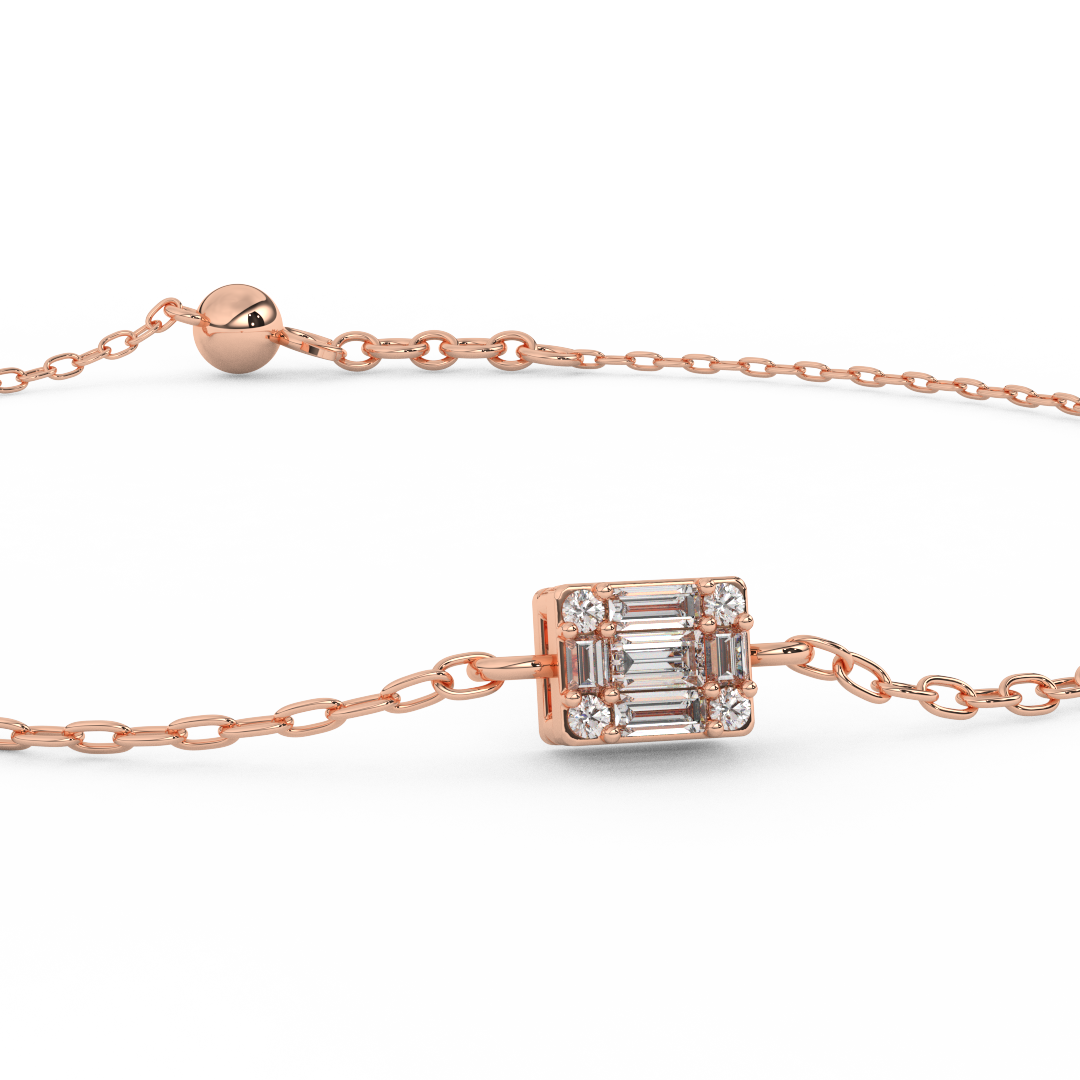 1/9 Cttw Baguette Diamond Bracelet | Captivating Square Design In 14kt Gold - Fehu Jewels