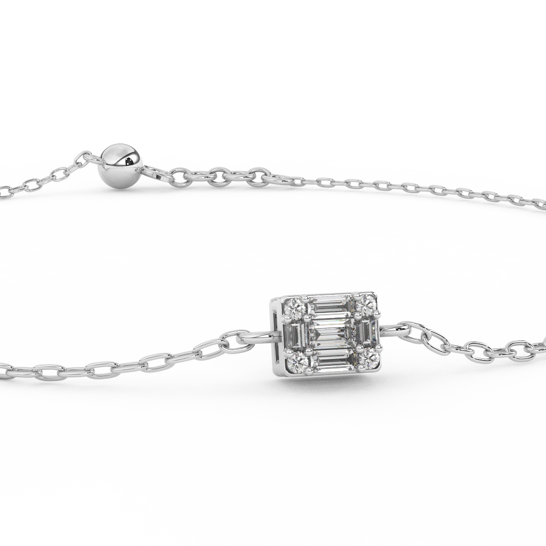 1/9 Cttw Baguette Diamond Bracelet | Captivating Square Design In 14kt Gold - Fehu Jewels