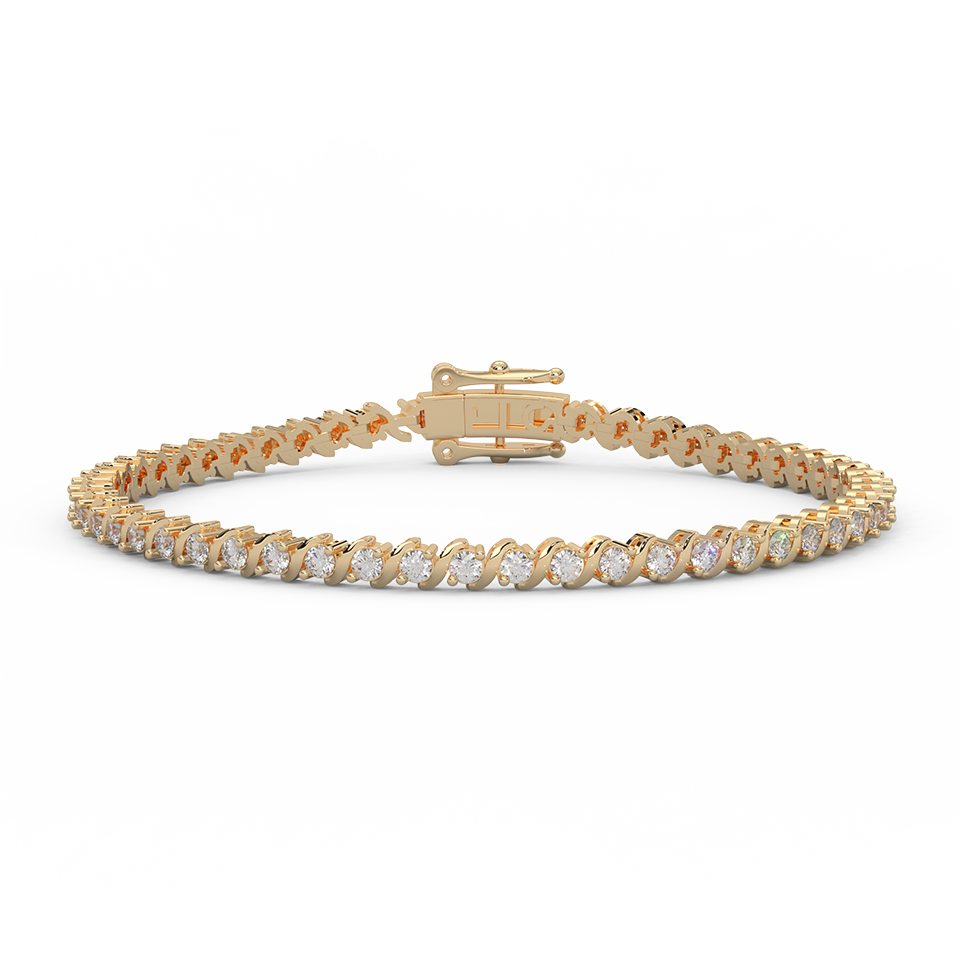 3.07 Cttw Certified Diamond Designer Tennis Bracelet In 14KT Gold | Timeless Elegance - Fehu Jewels