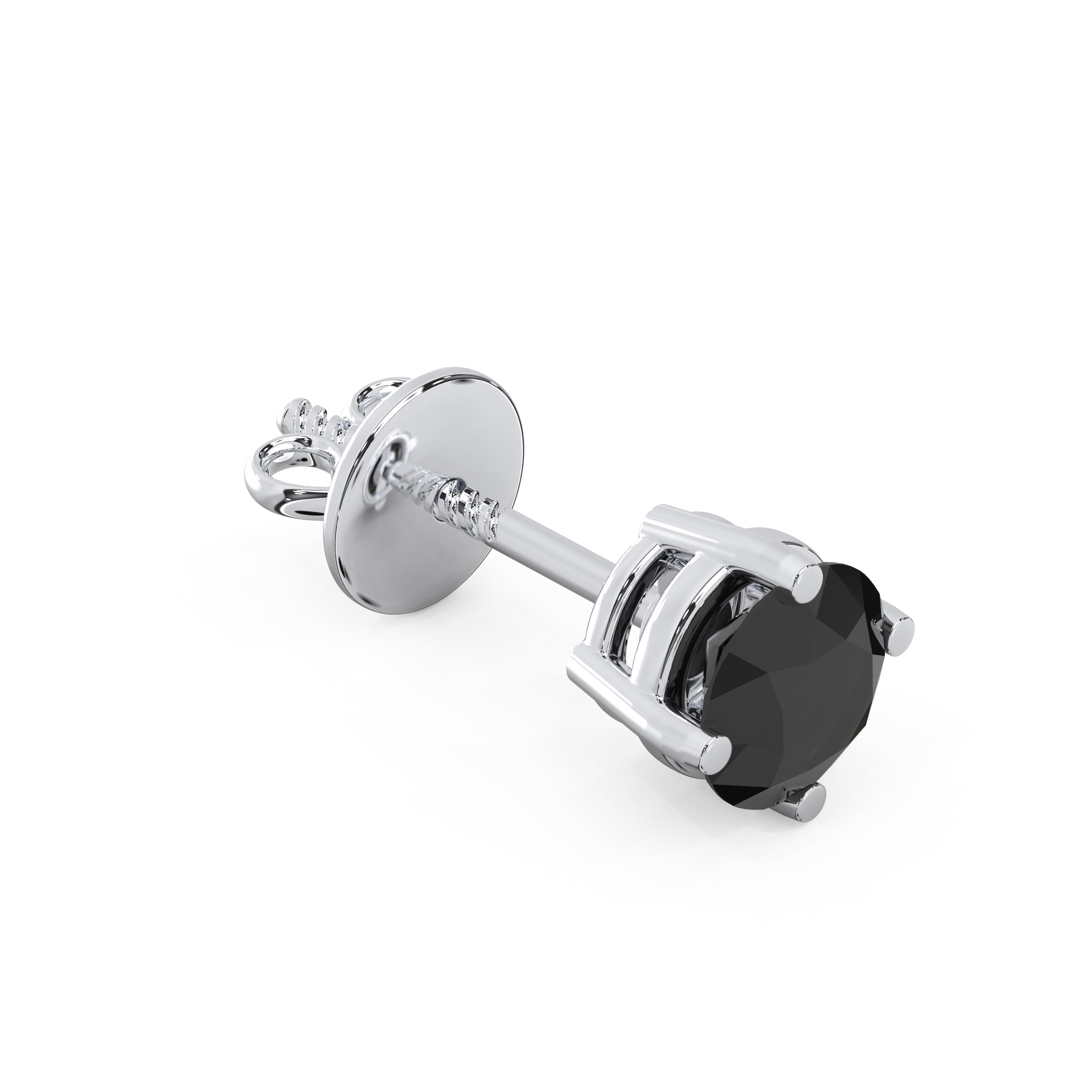 0.25 to 2.00 Carat Solitaire Black Diamond Stud Earrings