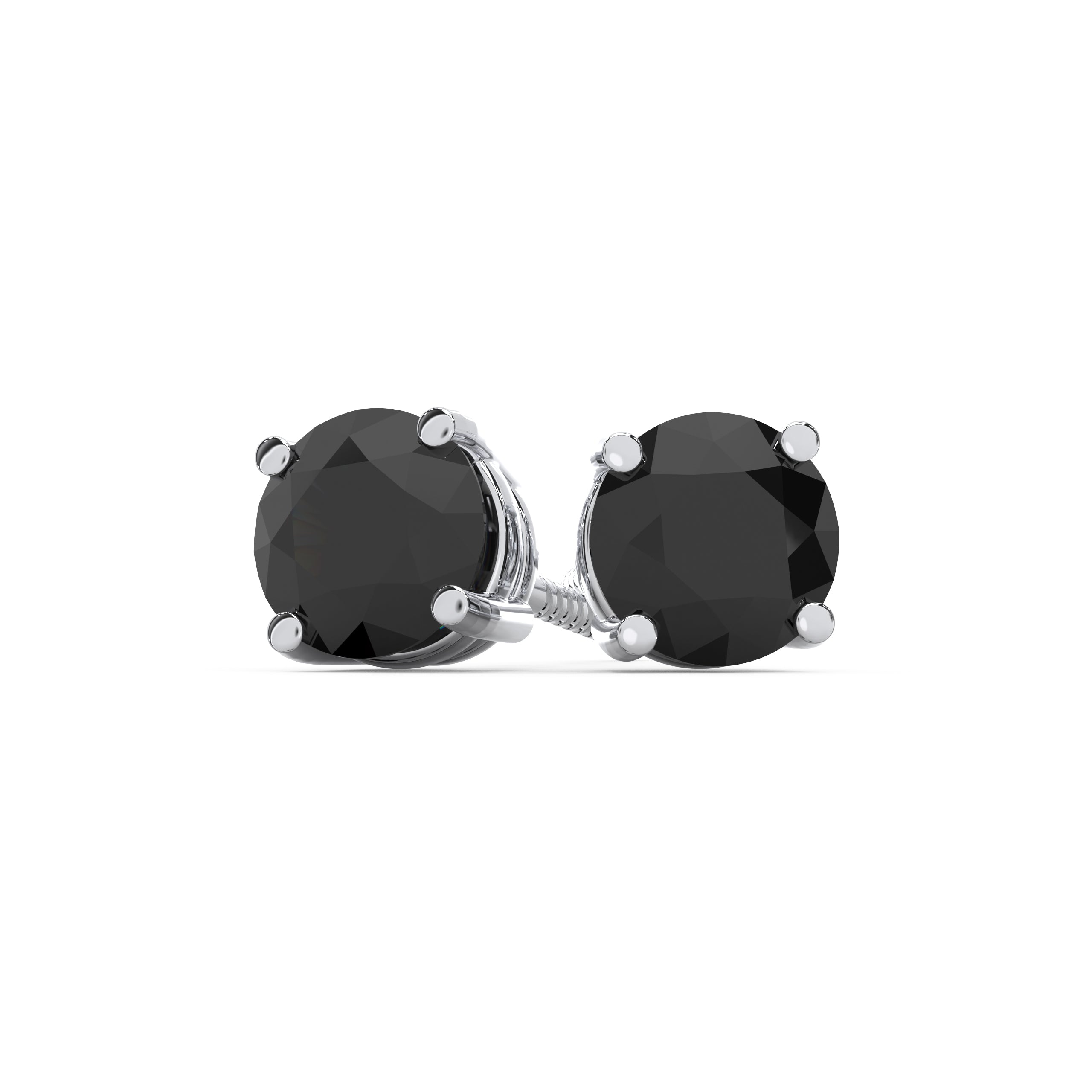 0.25 to 2.00 Carat Solitaire Black Diamond Stud Earrings