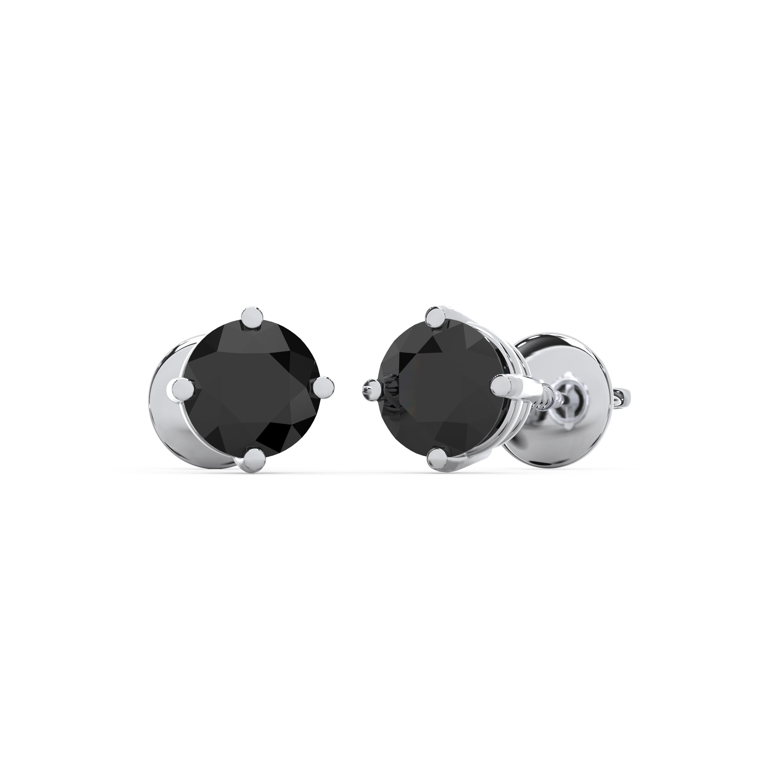 0.25 to 2.00 Carat Solitaire Black Diamond Stud Earrings