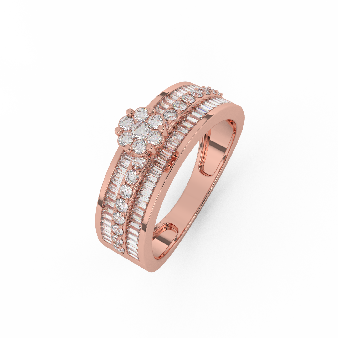 6/7 Cttw Certified Natural Diamond Floris Ring | Timeless Elegance In 14kt Gold - Fehu Jewels