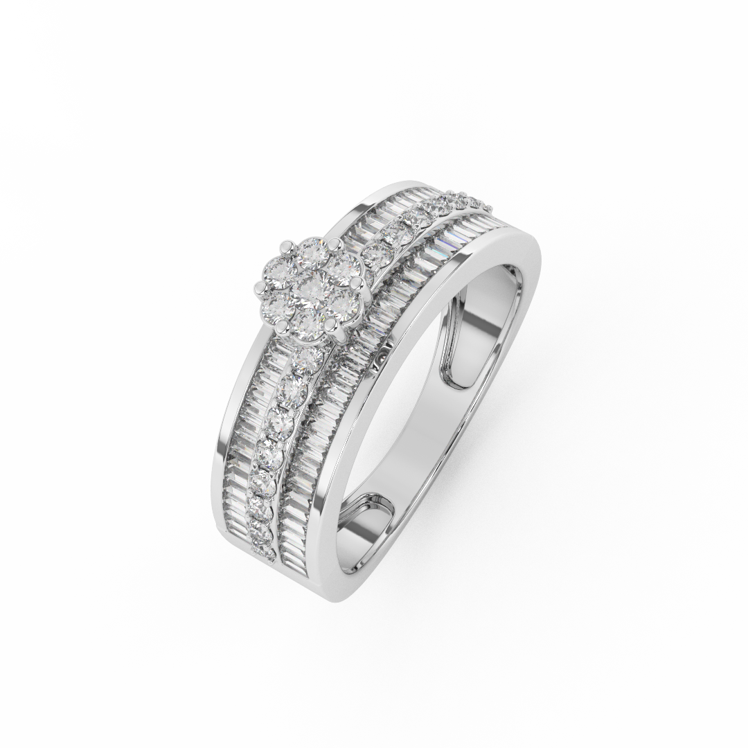 6/7 Cttw Certified Natural Diamond Floris Ring | Timeless Elegance In 14kt Gold - Fehu Jewels