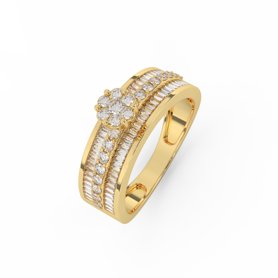 6/7 Cttw Certified Natural Diamond Floris Ring | Timeless Elegance In 14kt Gold - Fehu Jewels