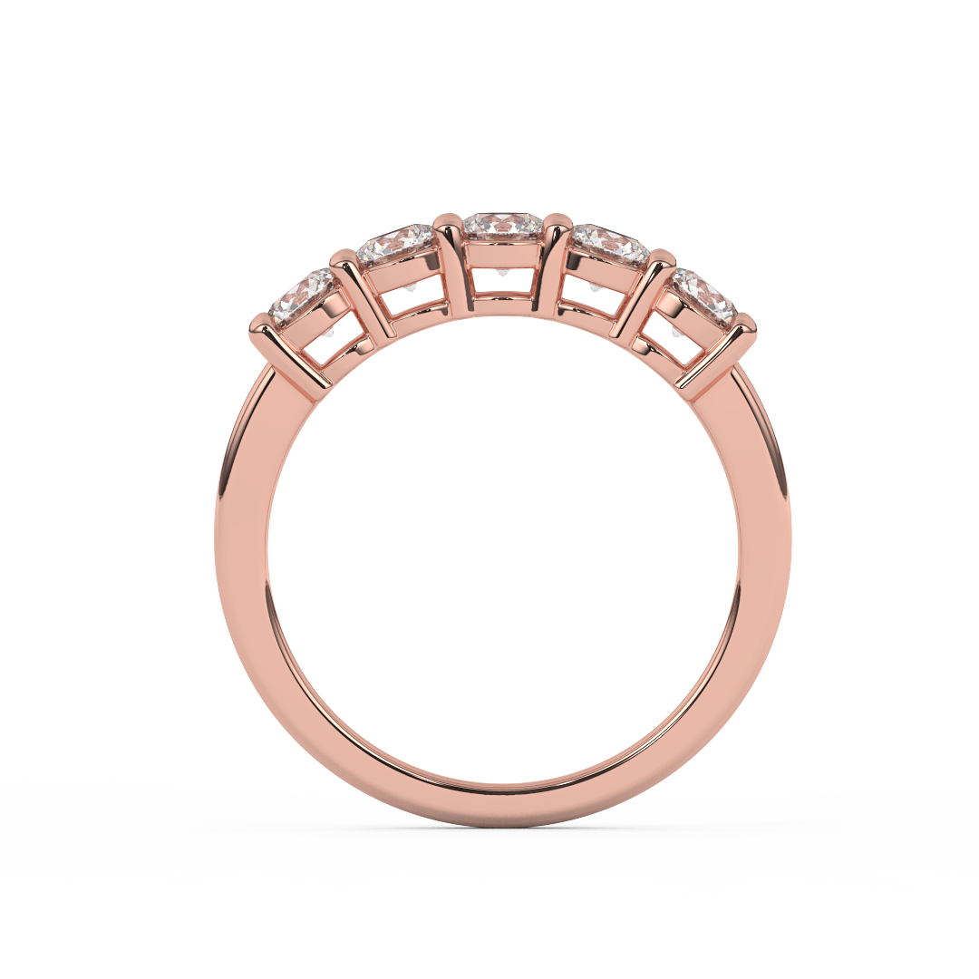 Elegant 0.98 Cttw Certified Diamond Five Stone Ring In 14kt Gold - Fehu Jewels