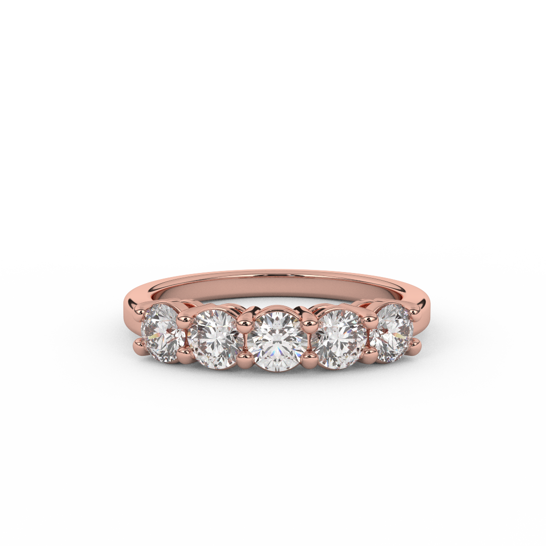 Elegant 0.98 Cttw Certified Diamond Five Stone Ring In 14kt Gold - Fehu Jewels