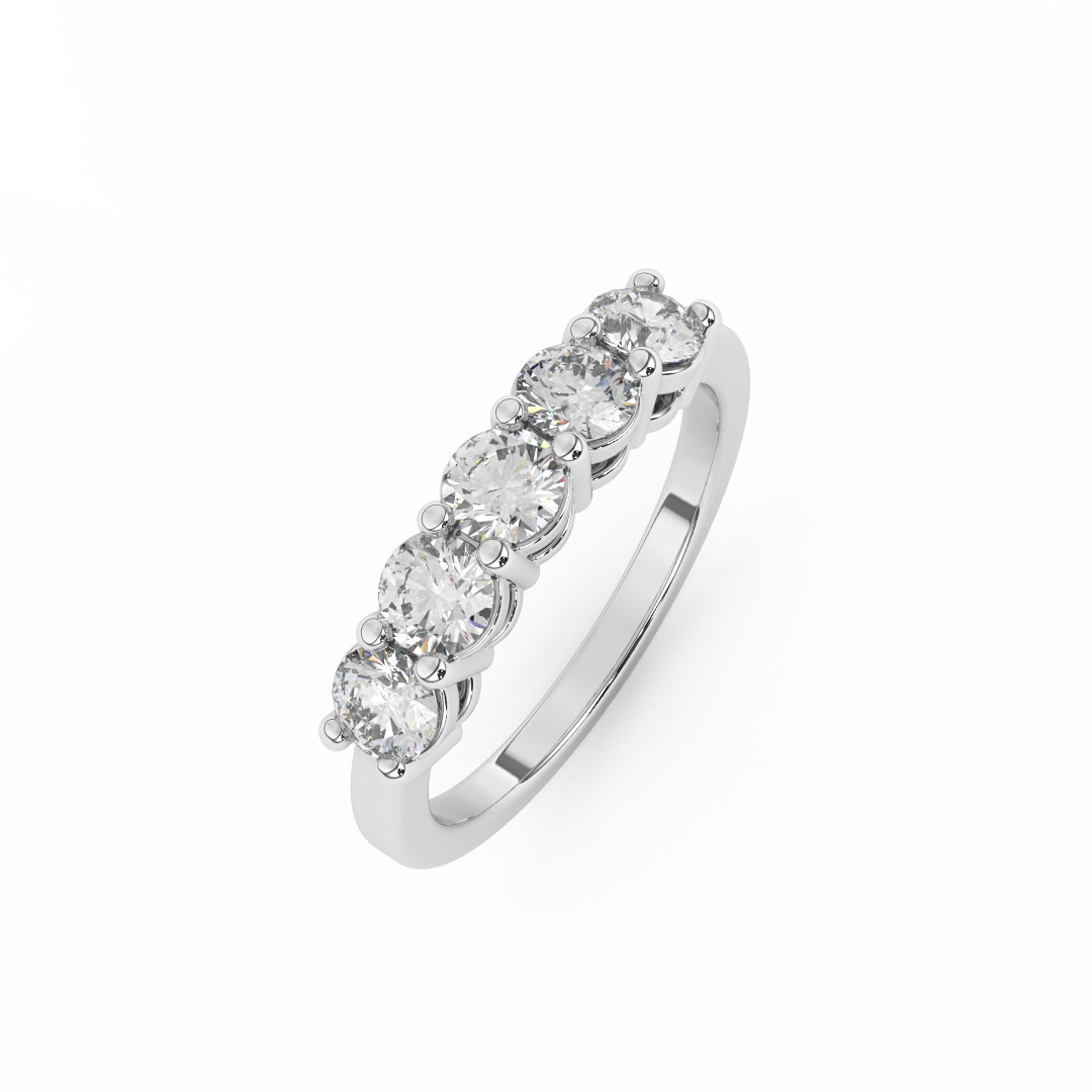 Elegant 0.98 Cttw Certified Diamond Five Stone Ring In 14kt Gold - Fehu Jewels