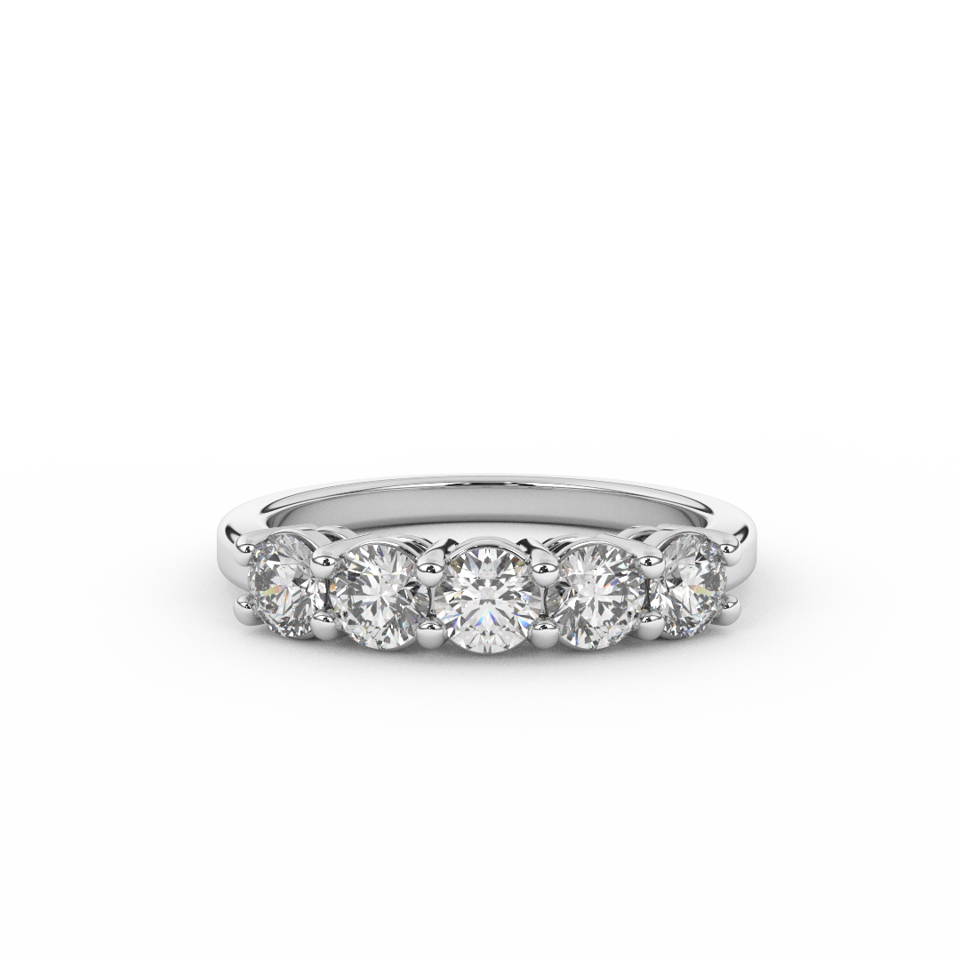 Elegant 0.98 Cttw Certified Diamond Five Stone Ring In 14kt Gold - Fehu Jewels