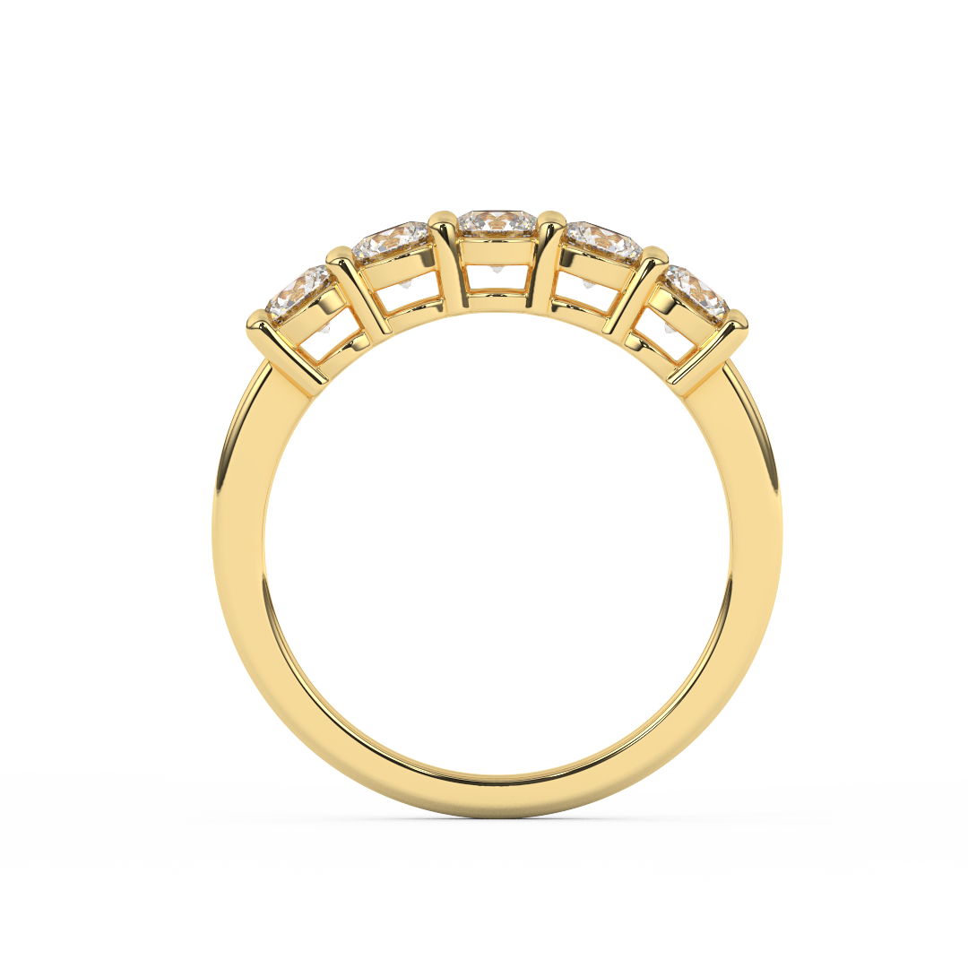 Elegant 0.98 Cttw Certified Diamond Five Stone Ring In 14kt Gold - Fehu Jewels