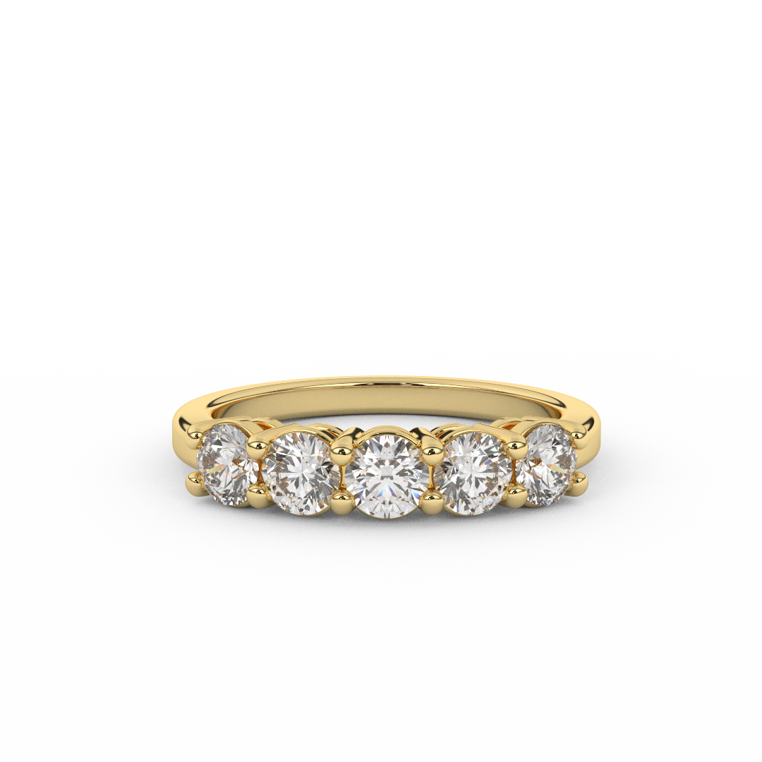 Elegant 0.98 Cttw Certified Diamond Five Stone Ring In 14kt Gold - Fehu Jewels