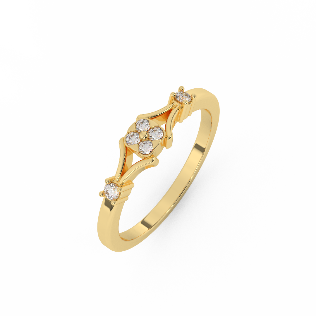 Chic 1/9 Cttw Certified Square Diamond Cluster Ring In 14kt Gold - Fehu Jewels