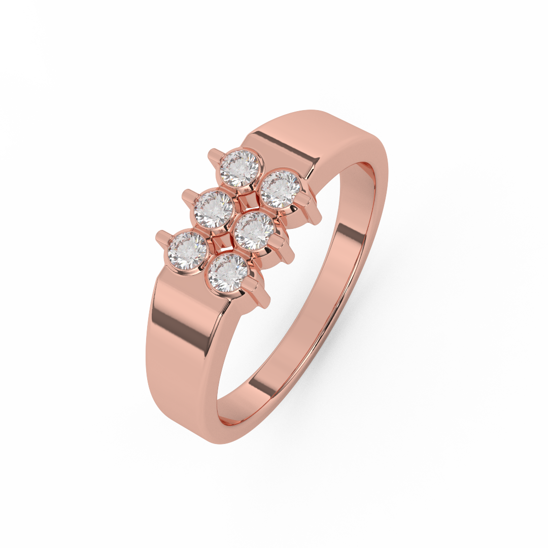 Certified Natural Diamond 1/3 Cttw Boulevard Designer Ring In 14kt Gold - Fehu Jewels