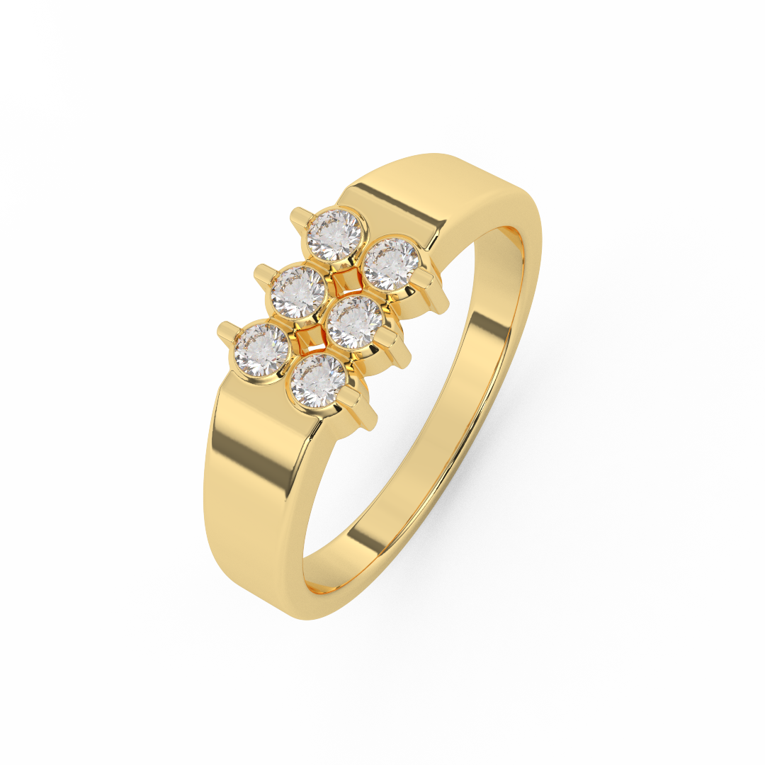 Certified Natural Diamond 1/3 Cttw Boulevard Designer Ring In 14kt Gold - Fehu Jewels
