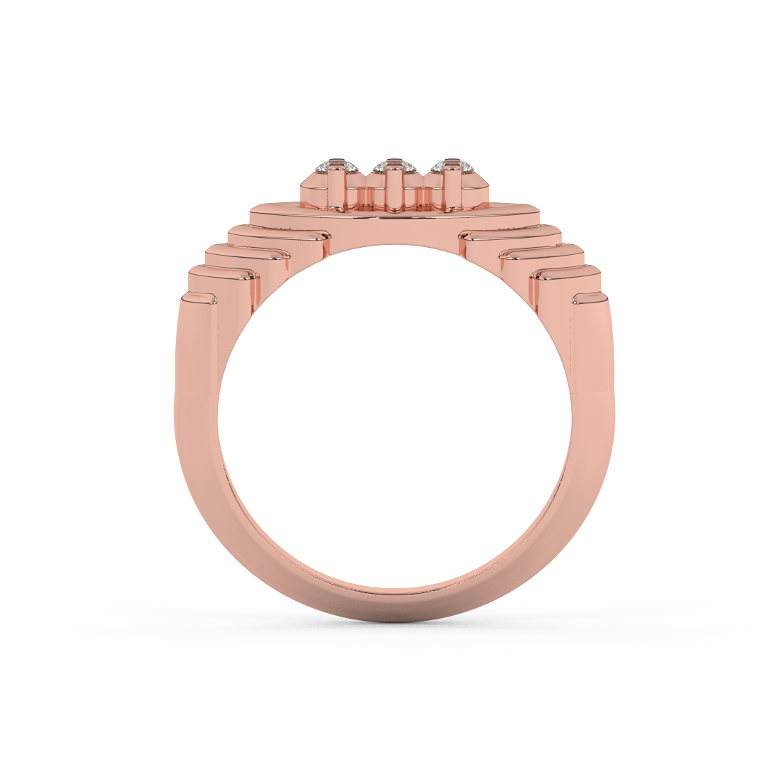 Certified Natural Diamond 1/8 Cttw Classic Stepped Three Stone Ring In 14kt Gold - Fehu Jewels