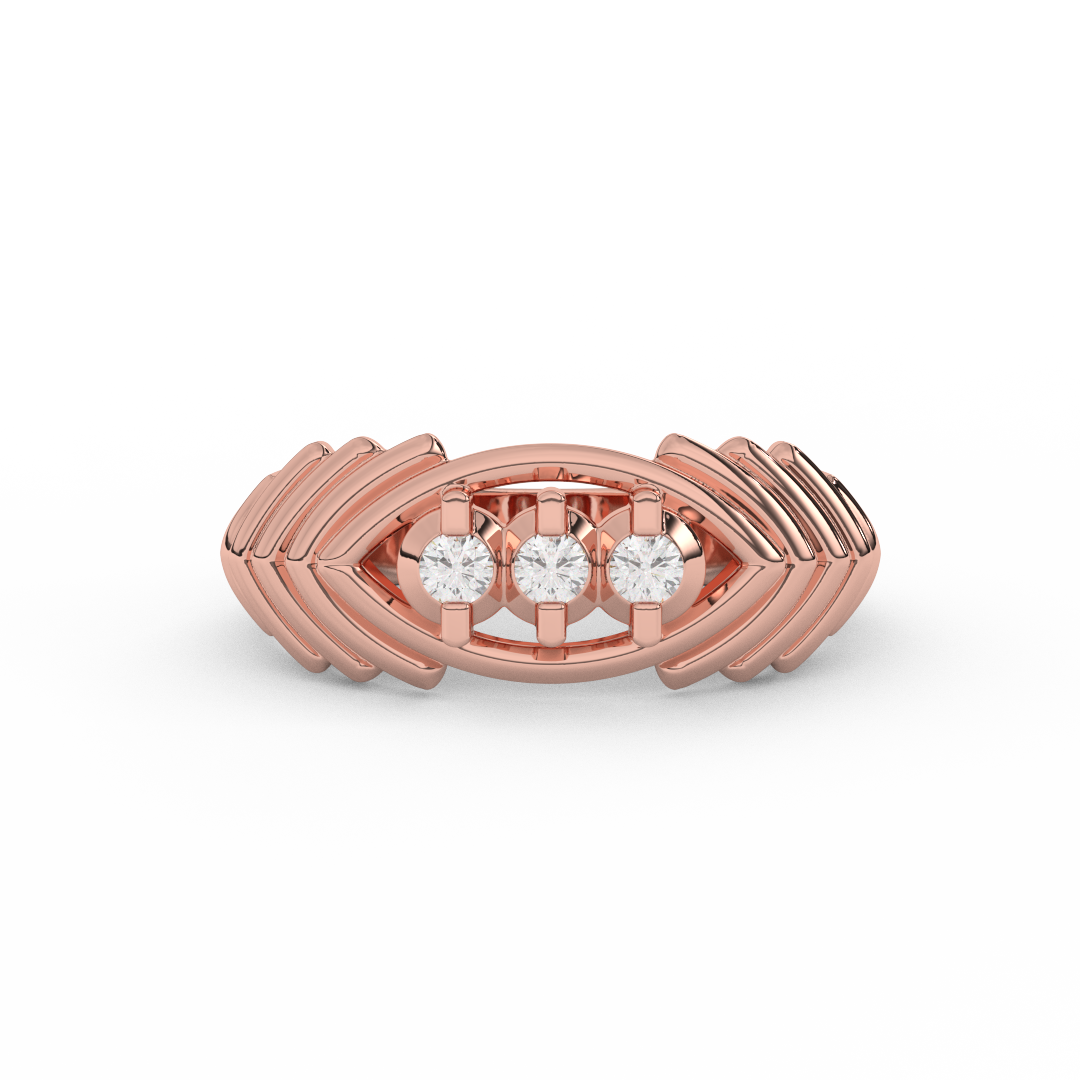 Certified Natural Diamond 1/8 Cttw Classic Stepped Three Stone Ring In 14kt Gold - Fehu Jewels