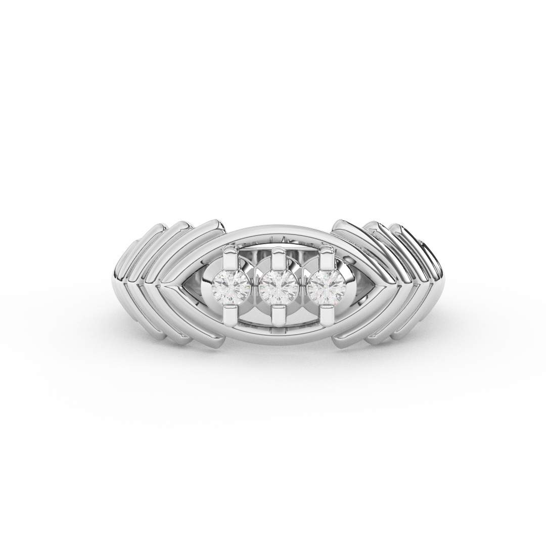 Certified Natural Diamond 1/8 Cttw Classic Stepped Three Stone Ring In 14kt Gold - Fehu Jewels