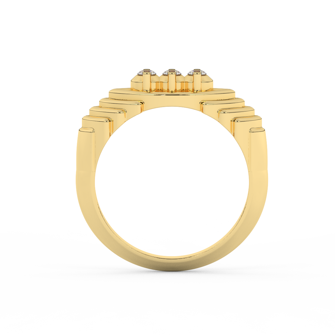 Certified Natural Diamond 1/8 Cttw Classic Stepped Three Stone Ring In 14kt Gold - Fehu Jewels