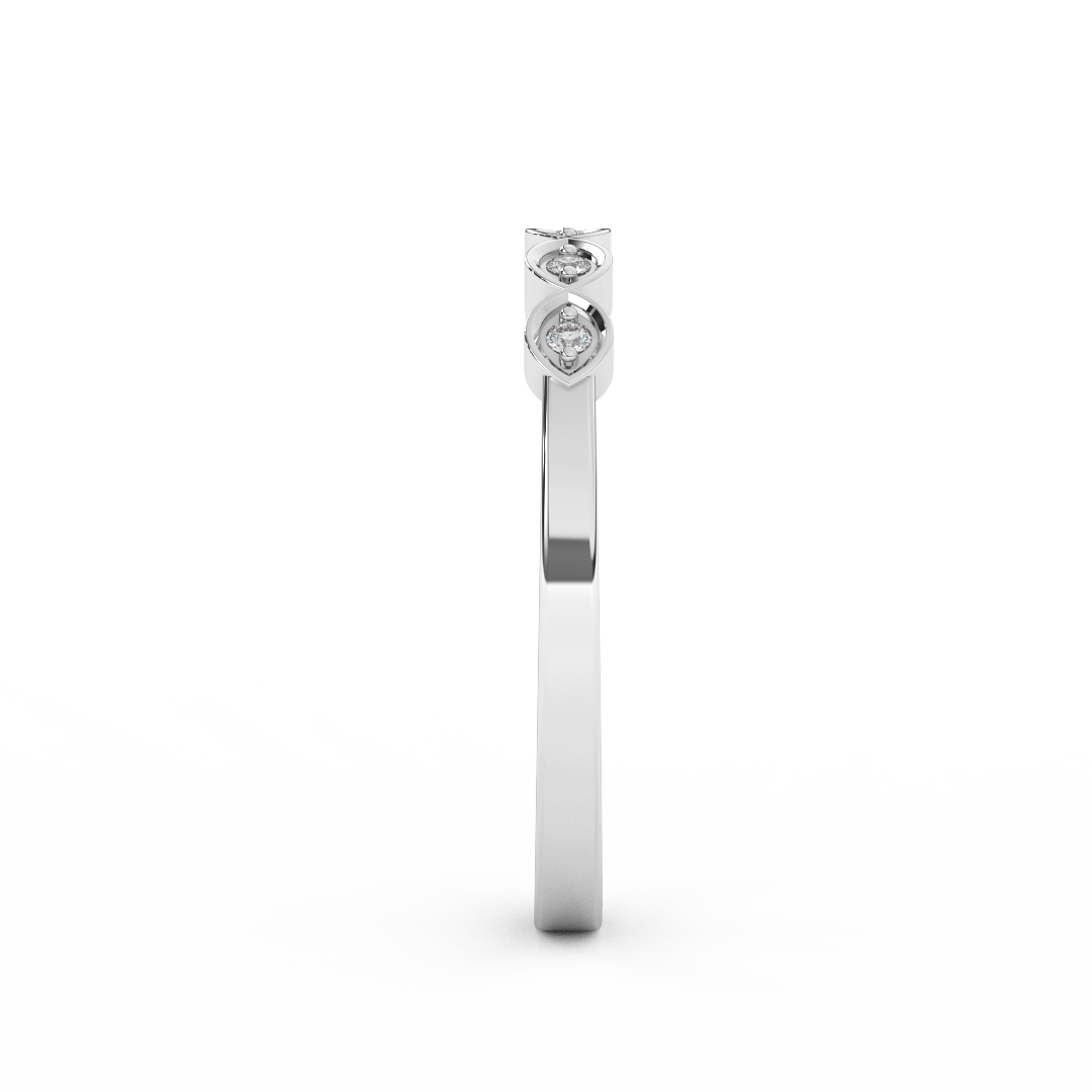 Certified Natural Diamond Ring 0.05 Cttw Round Brilliant Cut | Marquise Matching Design In 14kt Gold - Fehu Jewels