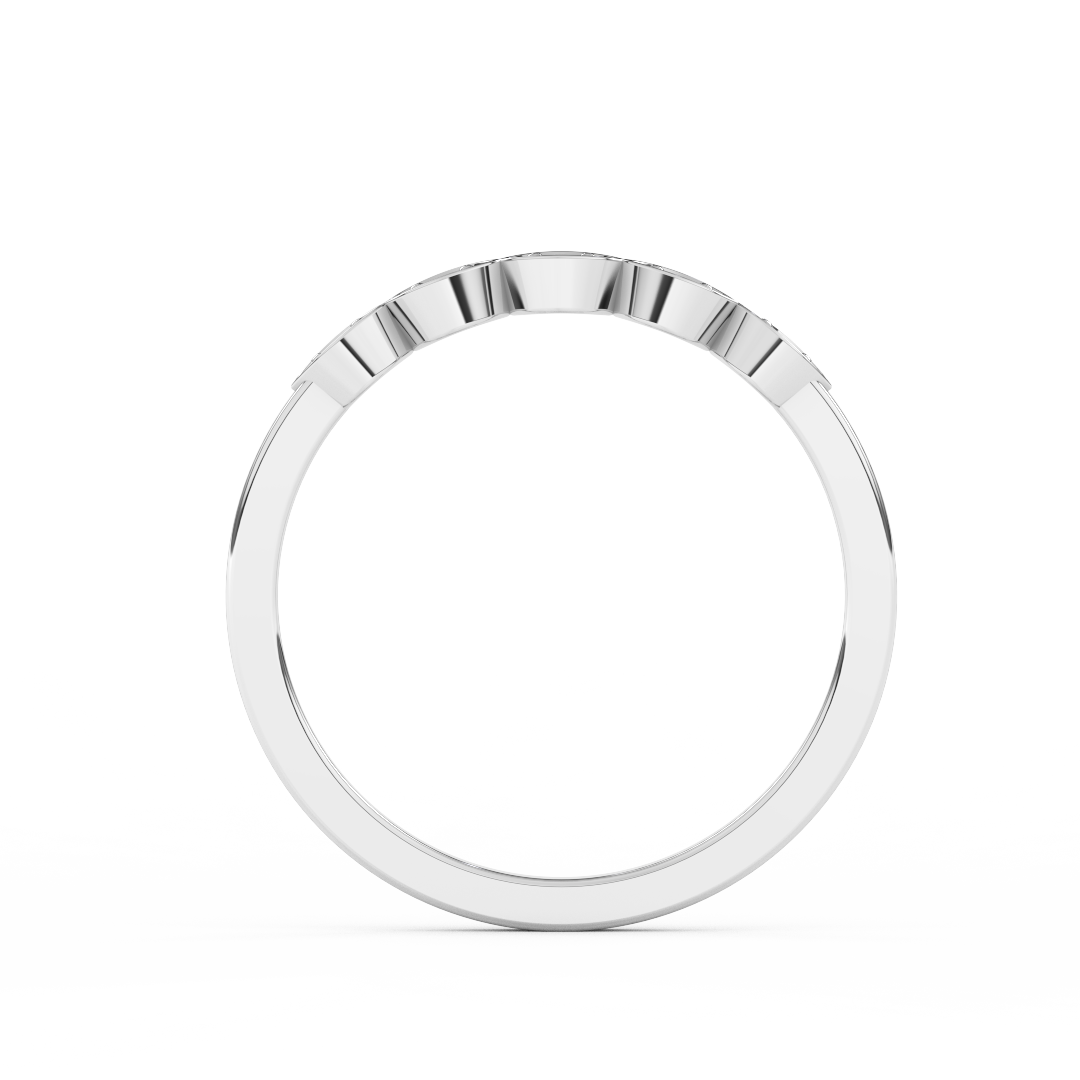 Certified Natural Diamond Ring 0.05 Cttw Round Brilliant Cut | Marquise Matching Design In 14kt Gold - Fehu Jewels