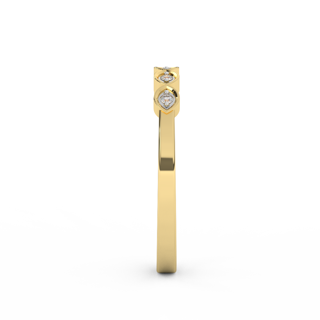 Certified Natural Diamond Ring 0.05 Cttw Round Brilliant Cut | Marquise Matching Design In 14kt Gold - Fehu Jewels
