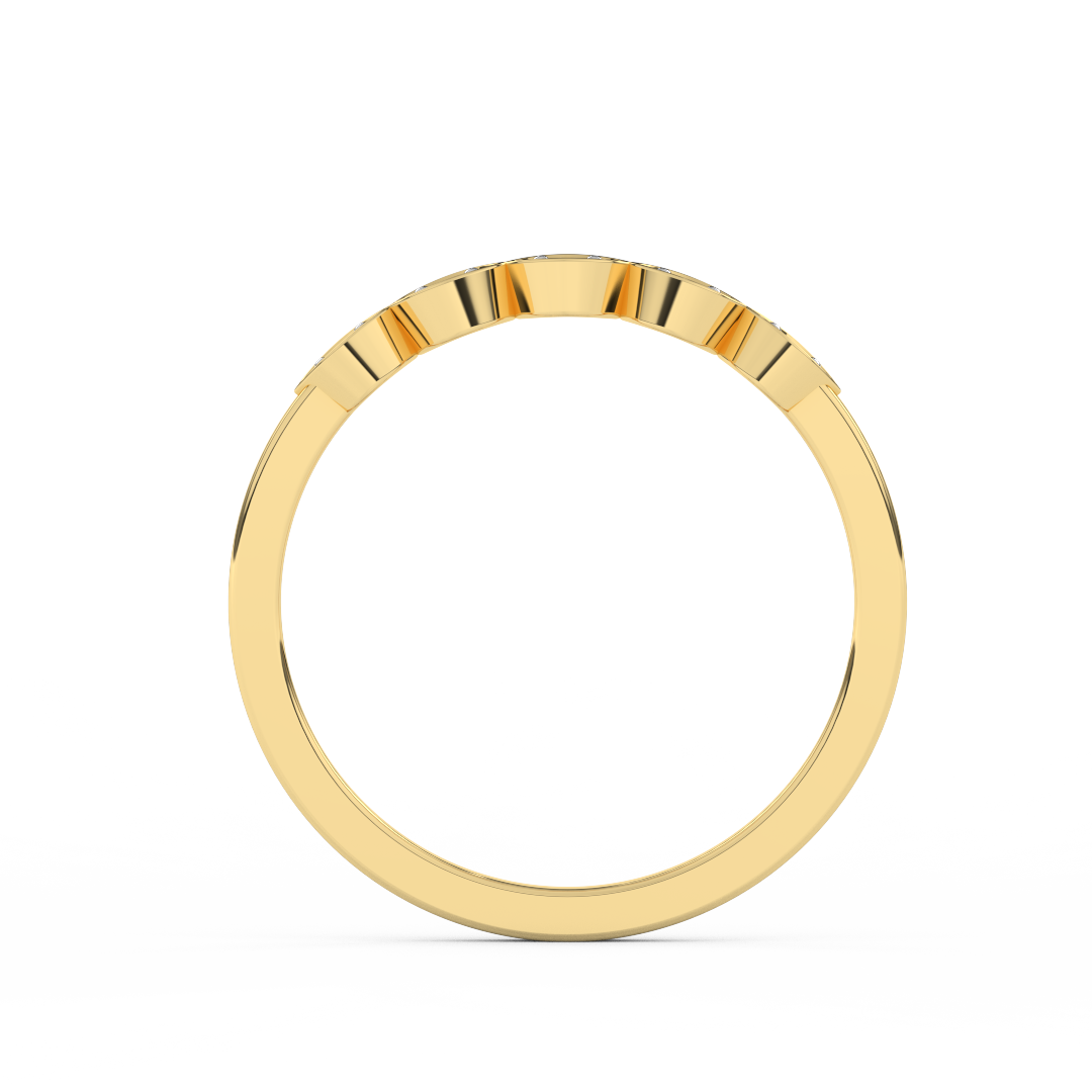 Certified Natural Diamond Ring 0.05 Cttw Round Brilliant Cut | Marquise Matching Design In 14kt Gold - Fehu Jewels