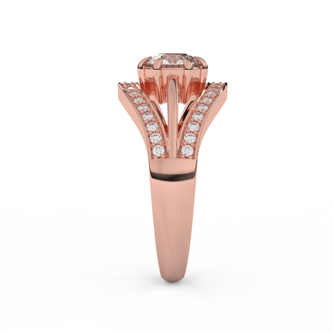 0.97 Cttw Certified Diamond Designer Cluster Ring In 14kt Gold - Fehu Jewels