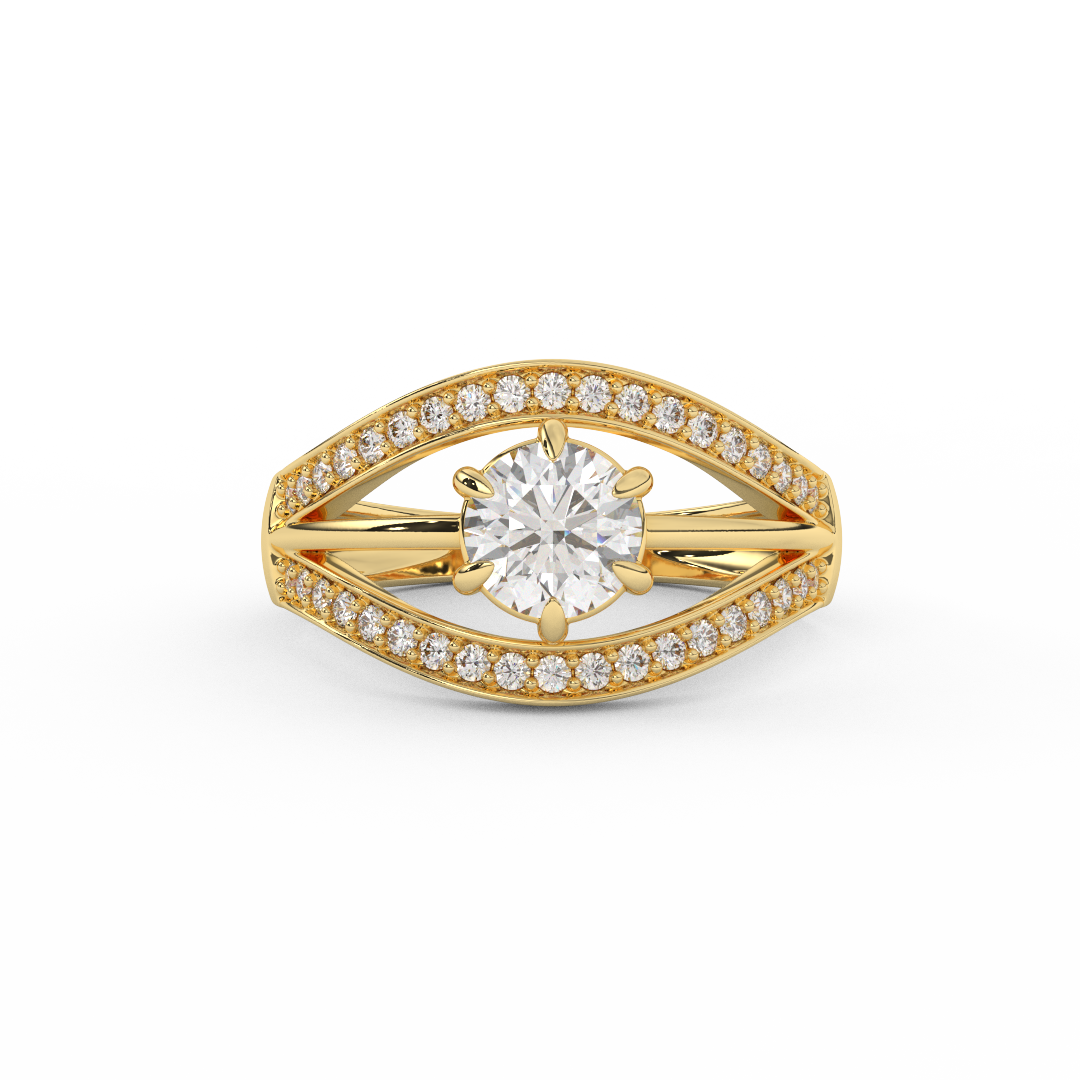 0.97 Cttw Certified Diamond Designer Cluster Ring In 14kt Gold - Fehu Jewels