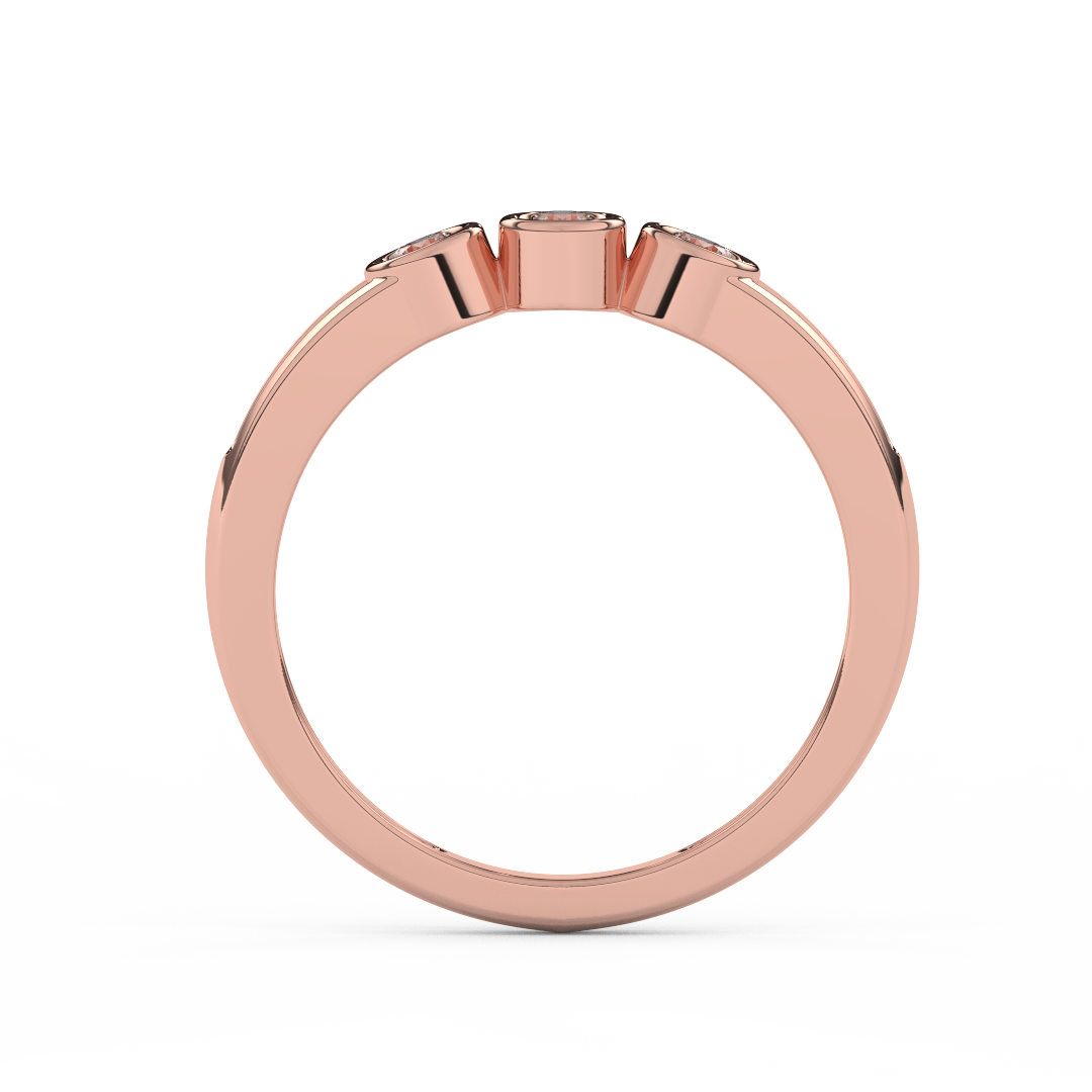 Certified Natural Diamond 1/5 Cttw Three Stone Ring In 14kt Gold - Elegantly Delicate - Fehu Jewels