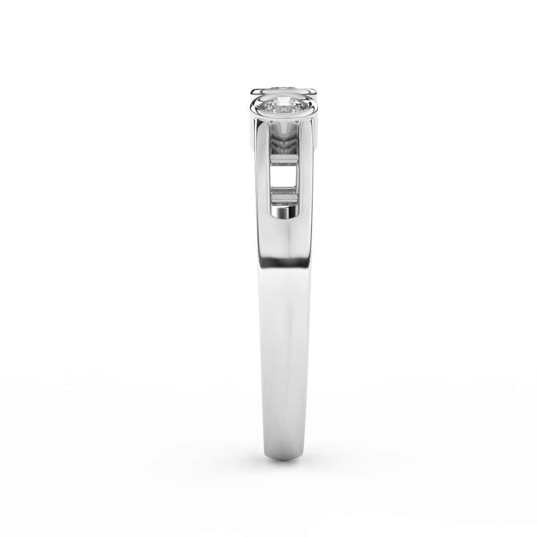 Certified Natural Diamond 1/5 Cttw Three Stone Ring In 14kt Gold - Elegantly Delicate - Fehu Jewels