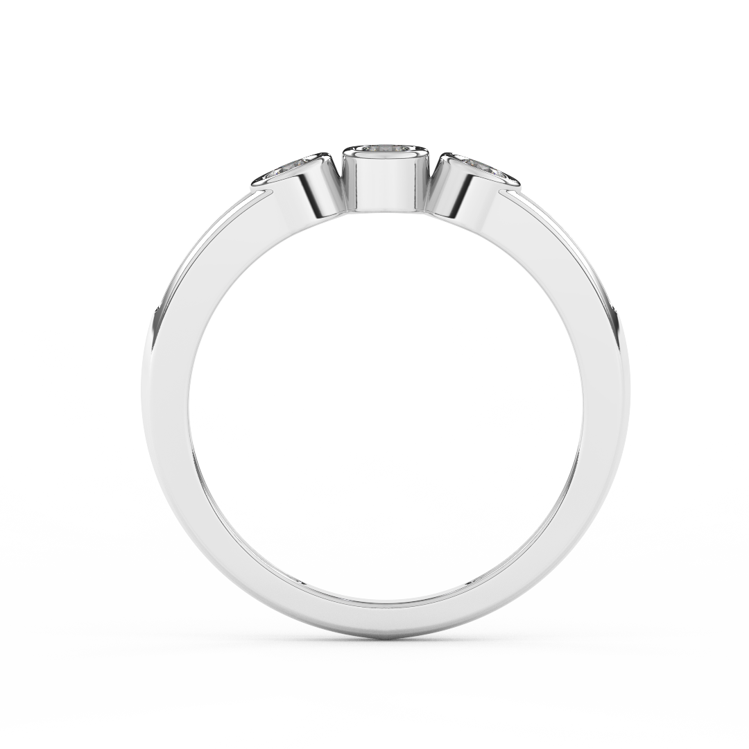 Certified Natural Diamond 1/5 Cttw Three Stone Ring In 14kt Gold - Elegantly Delicate - Fehu Jewels