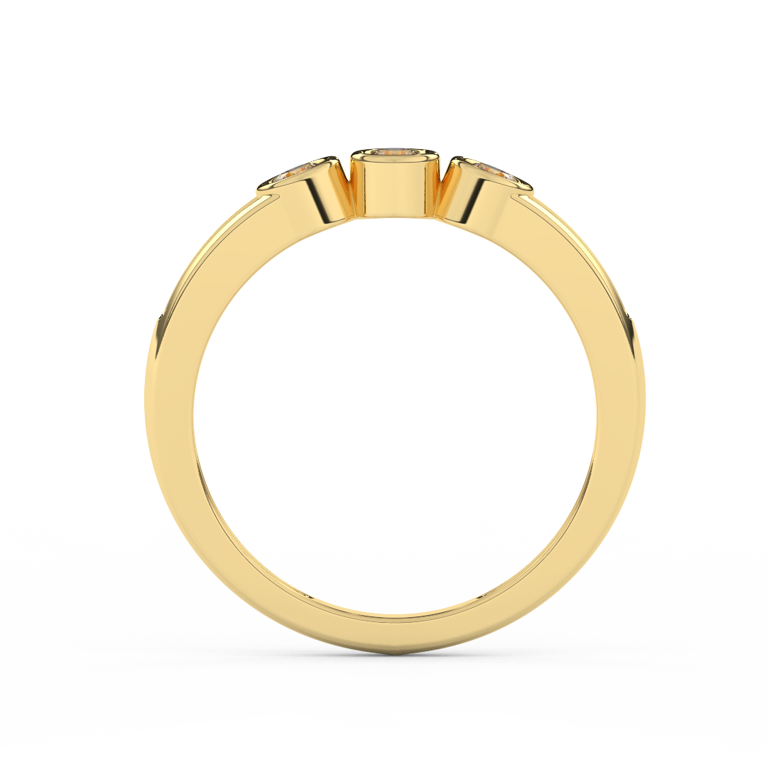 Certified Natural Diamond 1/5 Cttw Three Stone Ring In 14kt Gold - Elegantly Delicate - Fehu Jewels