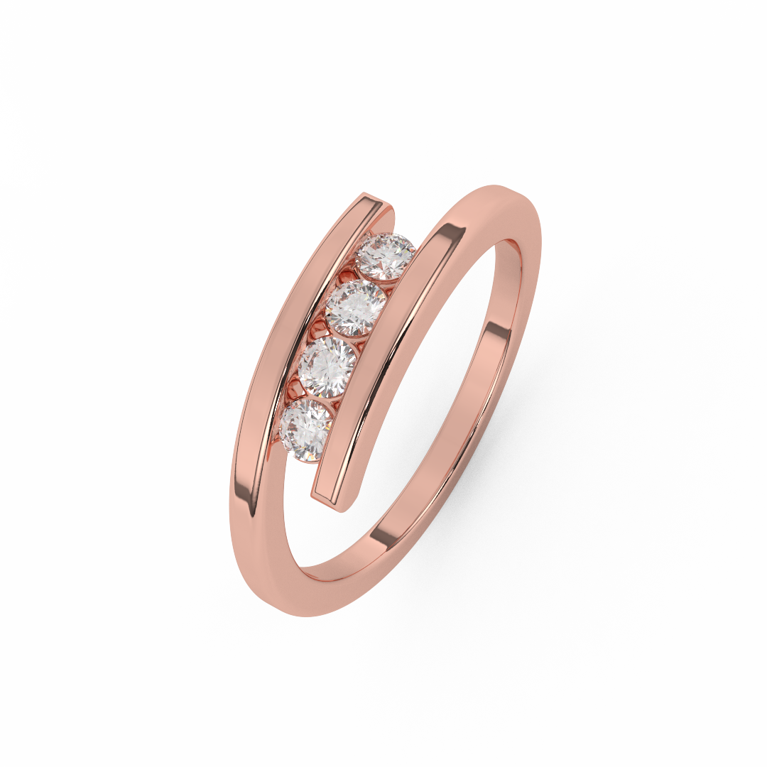 1/4 Cttw Certified Diamond Four-Stone Bypass Ring In 14kt Gold - Fehu Jewels