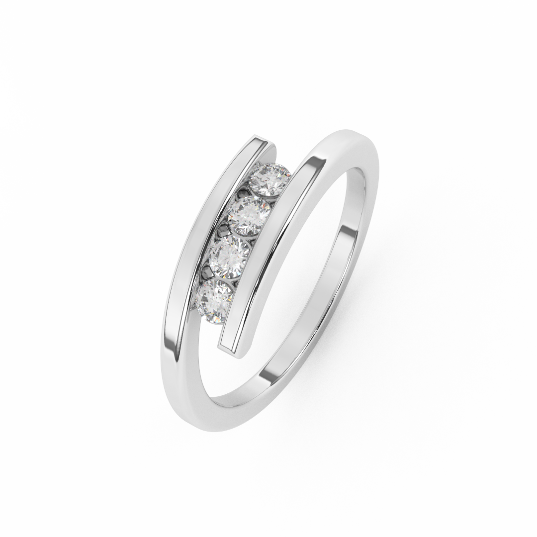 1/4 Cttw Certified Diamond Four-Stone Bypass Ring In 14kt Gold - Fehu Jewels