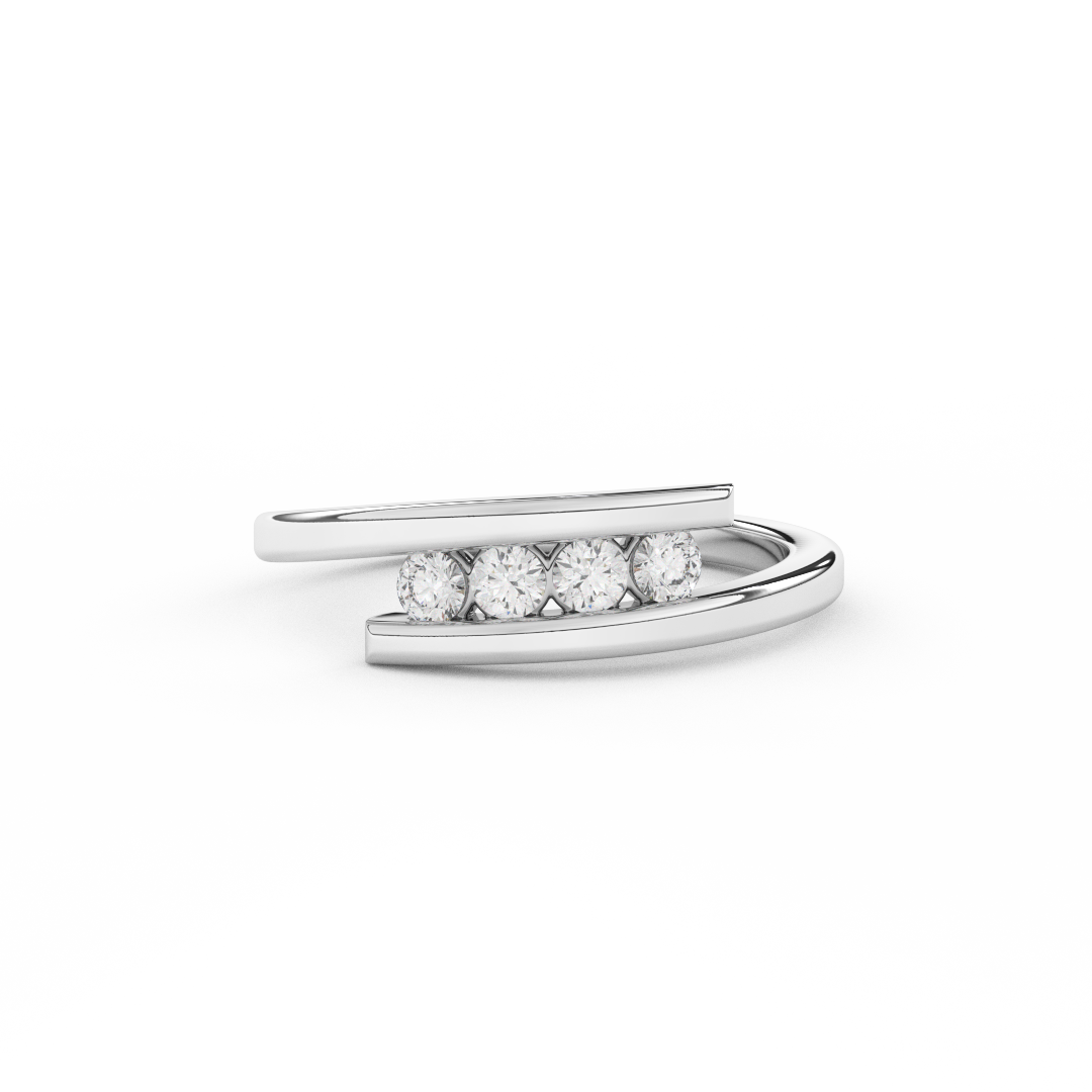 1/4 Cttw Certified Diamond Four-Stone Bypass Ring In 14kt Gold - Fehu Jewels