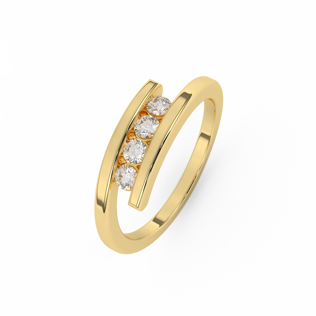 1/4 Cttw Certified Diamond Four-Stone Bypass Ring In 14kt Gold - Fehu Jewels