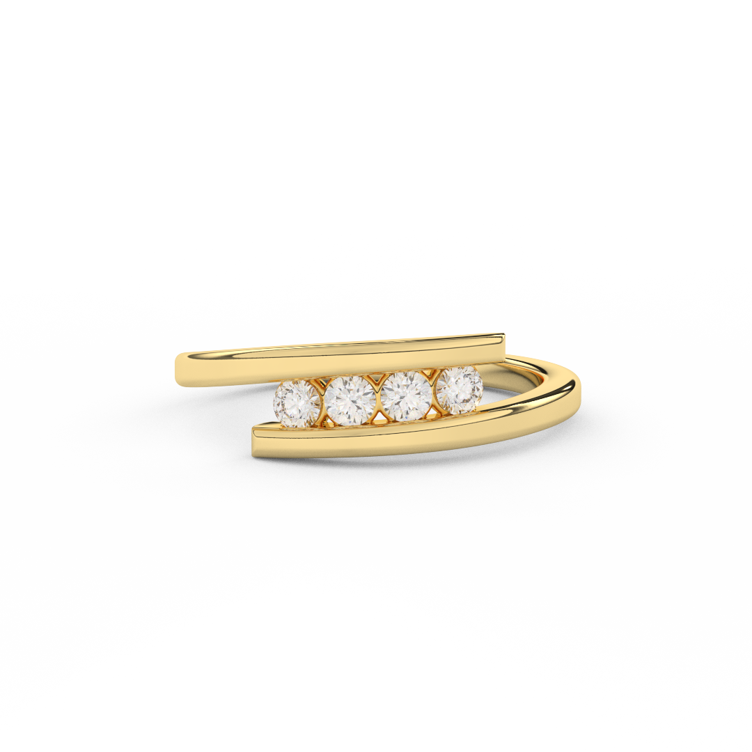 1/4 Cttw Certified Diamond Four-Stone Bypass Ring In 14kt Gold - Fehu Jewels