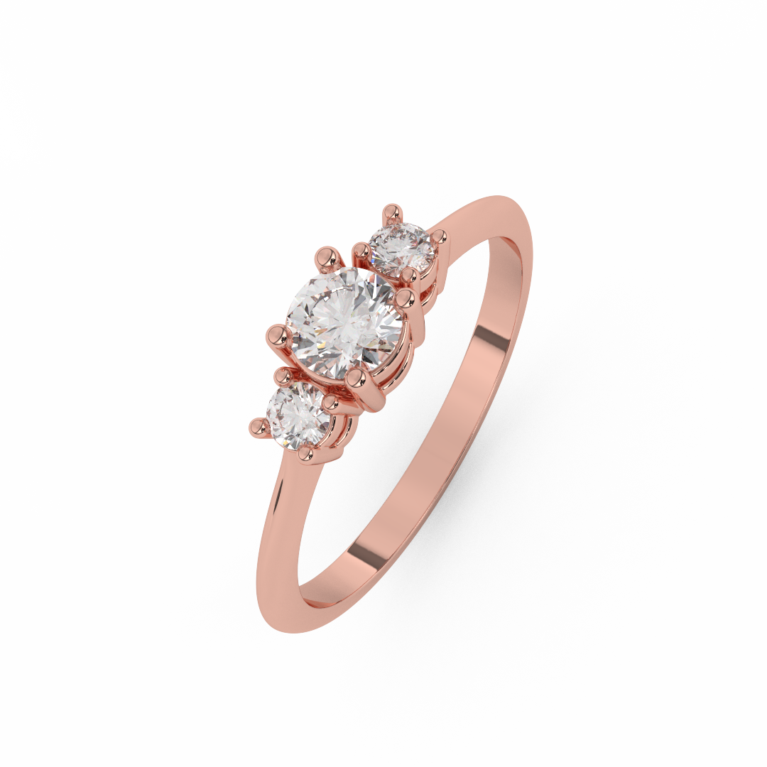 3/7 Cttw Certified Diamond Delicate Three Stone Ring In 14kt Gold - Fehu Jewels