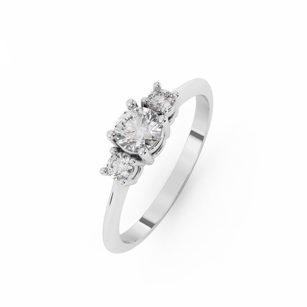 3/7 Cttw Certified Diamond Delicate Three Stone Ring In 14kt Gold - Fehu Jewels