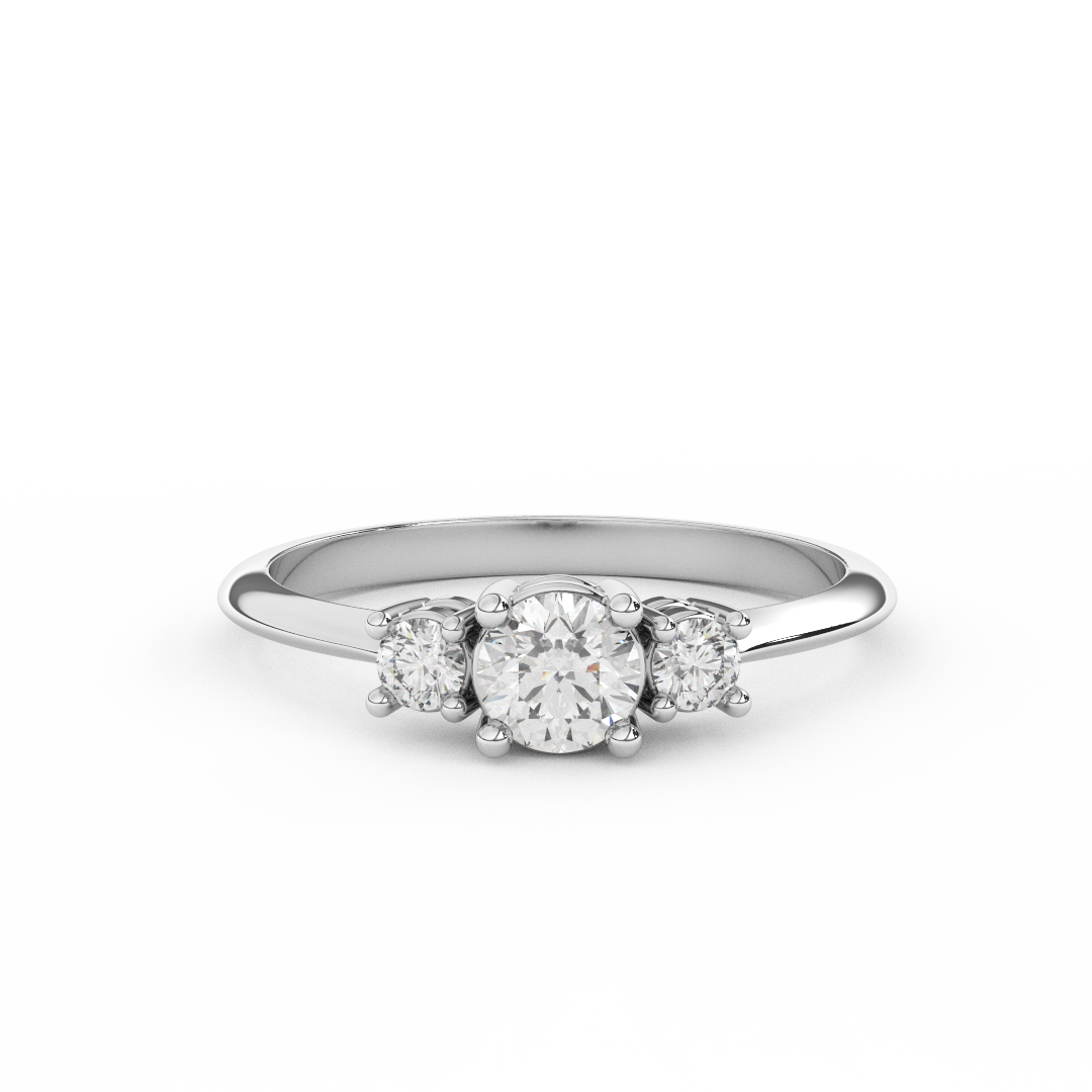 3/7 Cttw Certified Diamond Delicate Three Stone Ring In 14kt Gold - Fehu Jewels