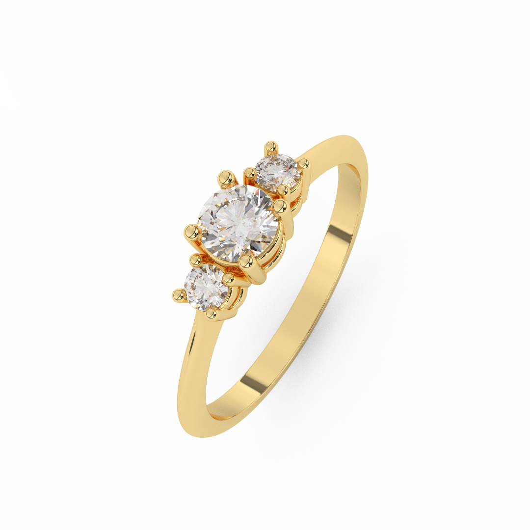3/7 Cttw Certified Diamond Delicate Three Stone Ring In 14kt Gold - Fehu Jewels