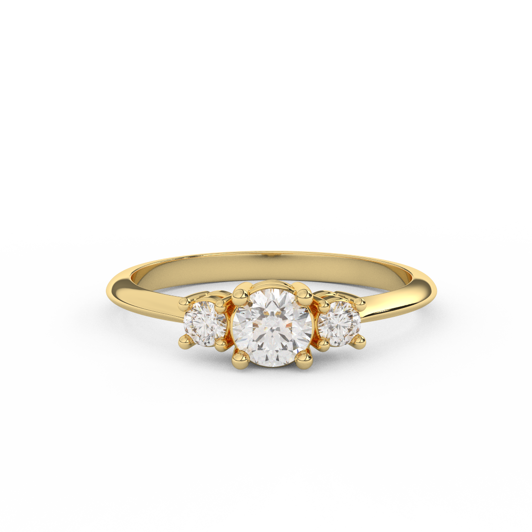 3/7 Cttw Certified Diamond Delicate Three Stone Ring In 14kt Gold - Fehu Jewels