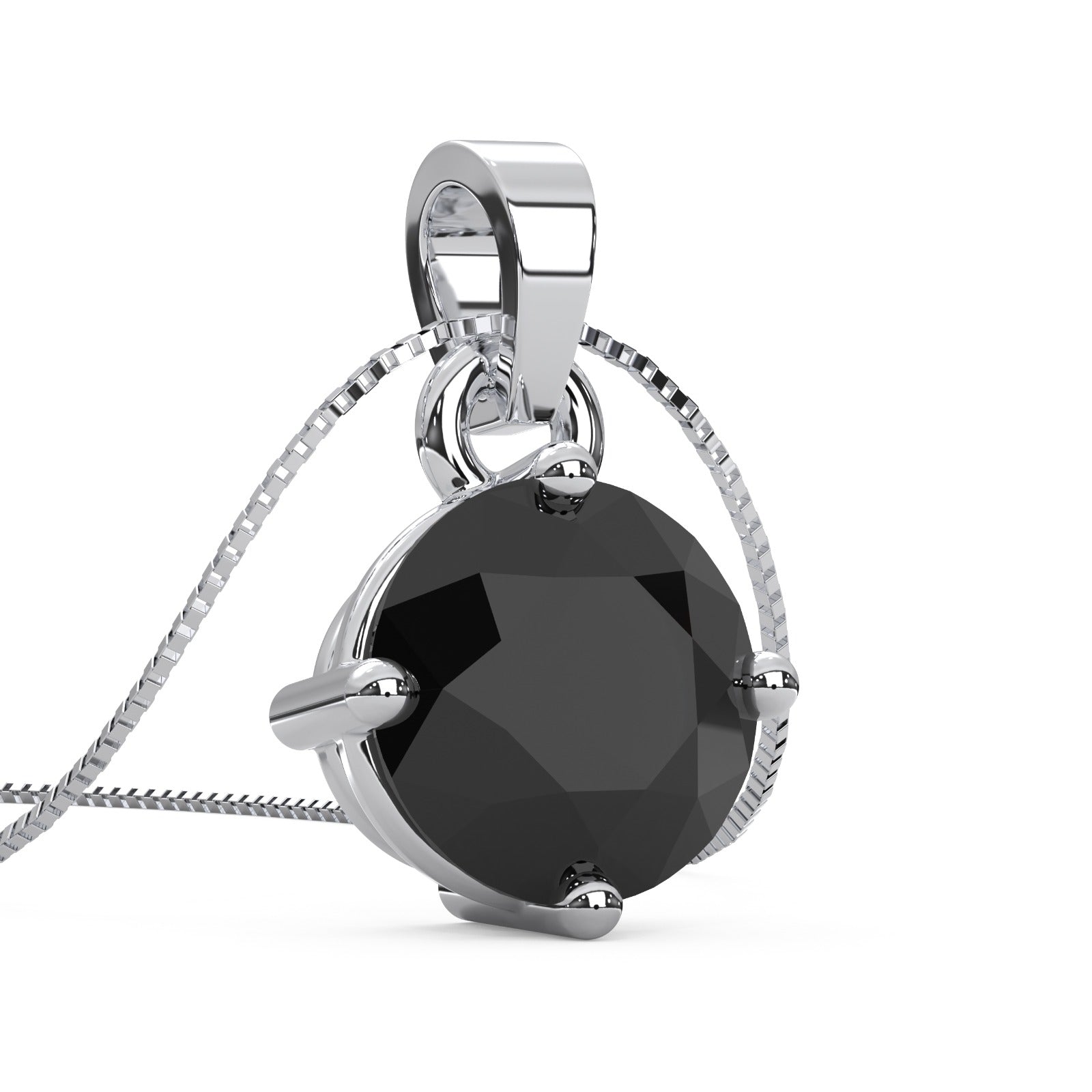 0.25 to 2.00 Carat Solitaire Black Diamond Pendant Necklace