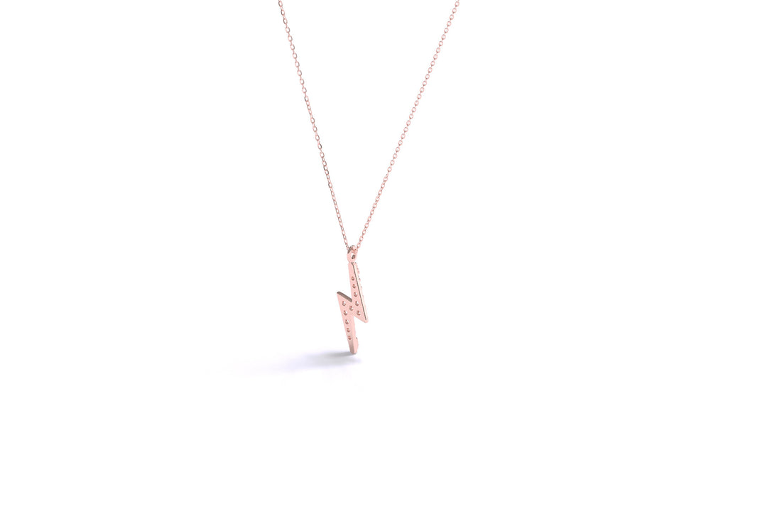 0.50 Carat Diamond Lightning Bolt Thunder Pendant Necklace | 14KT Gold