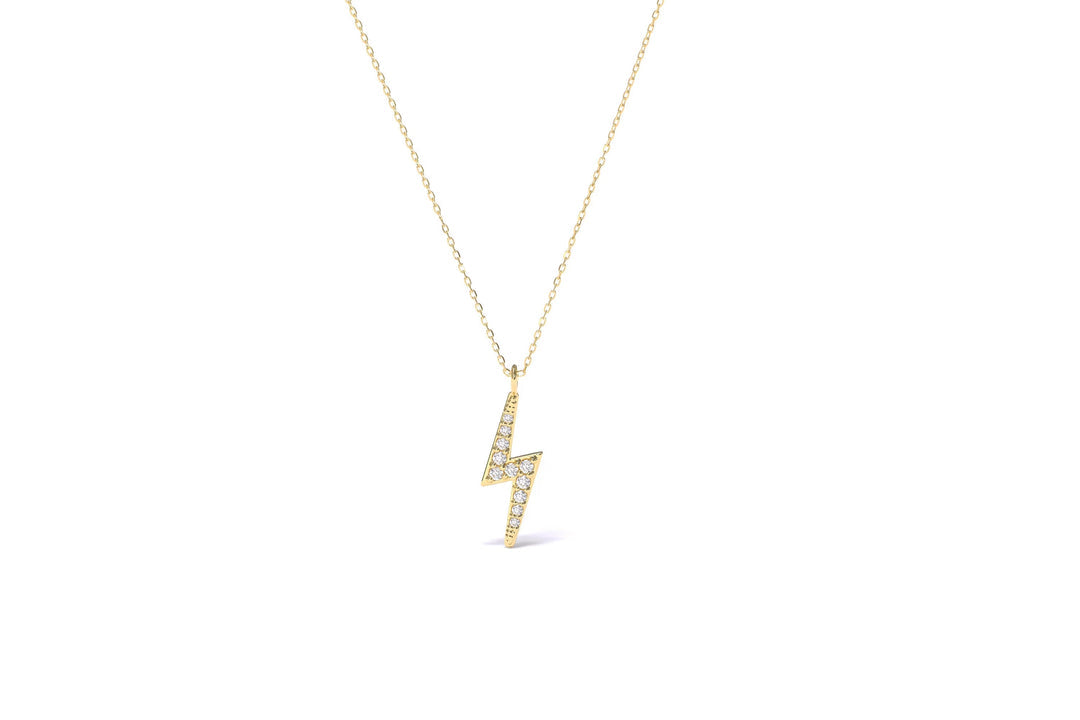 0.50 Carat Diamond Lightning Bolt Thunder Pendant Necklace | 14KT Gold